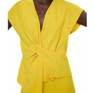 Zara Knot Front Top Yellow Size S